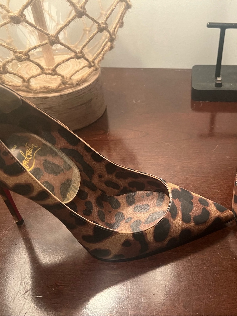 Christian Louboutin Leopard Print Pointed Toe Pumps - Brown/Black